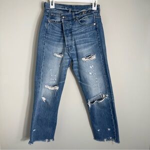 R13 Crossover Jeans-Low Rise-Distressed-Emory Wash-Made in Italy-Size 25